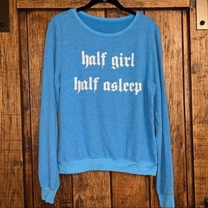 Wildfox Sample Half Girl Half Asleep Baggy Beach Jumper in Blue Size XS/S